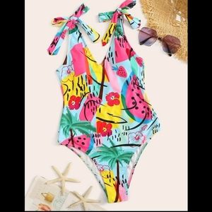 Tie Shoulder One Piece Swimsuit